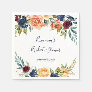 Multifärgad Elegant Blommigt Möhippa Napkins Pappersservett
