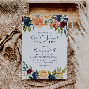 Multifärgad Elegant Blommigt Möhippa Tea Party Inbjudningar