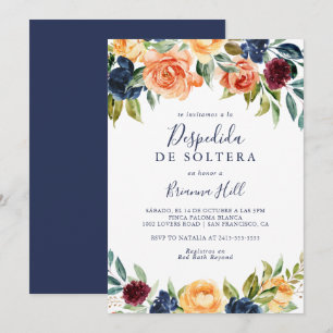 Multifärgad Elegant Blommigt Spanska Möhippan Inbjudningar