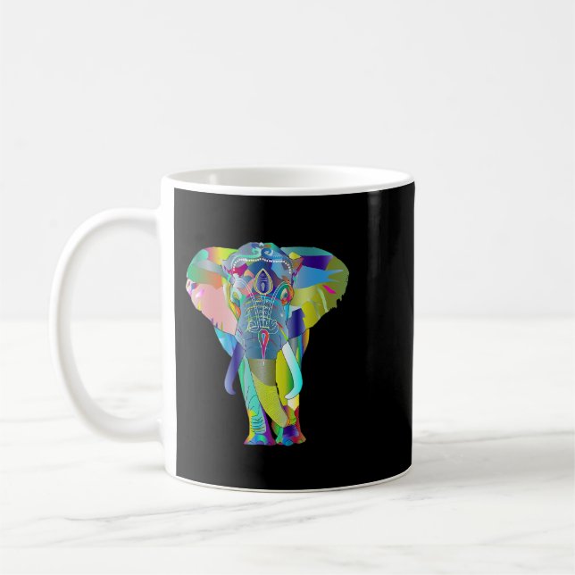 Multifärgad Elephant Psychadelic T Shirt Kaffemugg (Vänster)