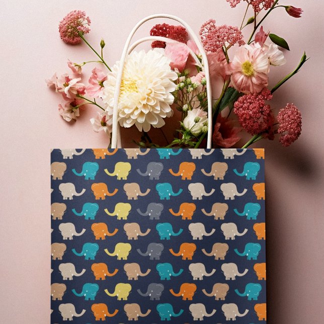 Multifärgad Elephant Tecknad (gift bag, birthday surprise gift bag, teddy bear gift bag, wine gift bag, travel bag, use and throw )