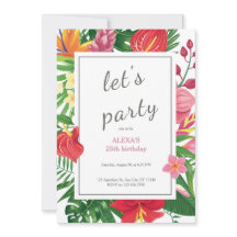 Multifärgad exotisk blommigt Låt oss party födelse