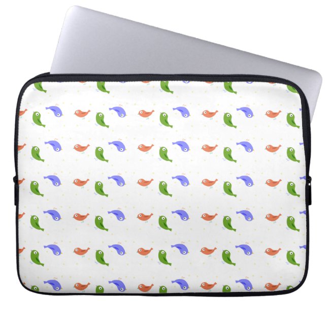 Multifärgad fåglar laptop fodral (Framsidan)
