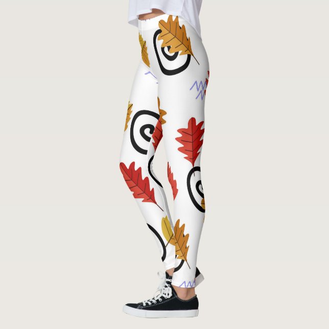 Multifärgad Fall Geographic Lövs Leggings (Vänster)