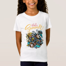 Multifärgad Färgfull Festive Illustration T Shirt