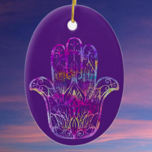 Multifärgad Filigree Hamsa Julgransprydnad Keramik