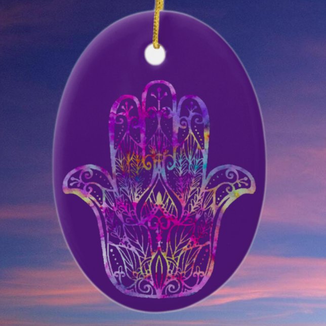 Multifärgad Filigree Hamsa Julgransprydnad Keramik (Skapare uppladdad)