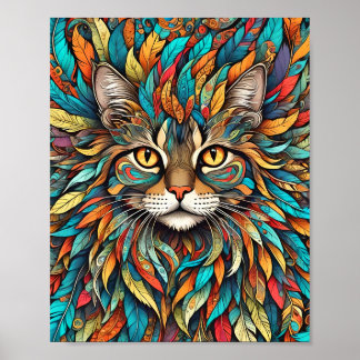 Multifärgad Fjädrar Kat 737 Poster
