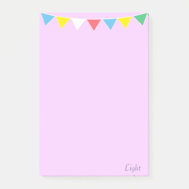 Multifärgad flaggor och kalligrafi på violett post-it block (Framsida)