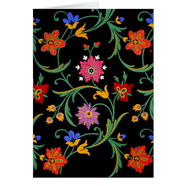 Multifärgad Flowers Hälsningskort (Framsidan)