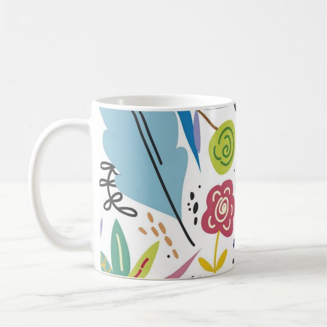 Multifärgad Flowers Vår-bakgrund Kaffemugg (Vänster)