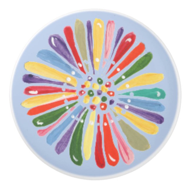 Multifärgad för Daisy med tuff blått vattenfärg, b Knopp (Framsidan)