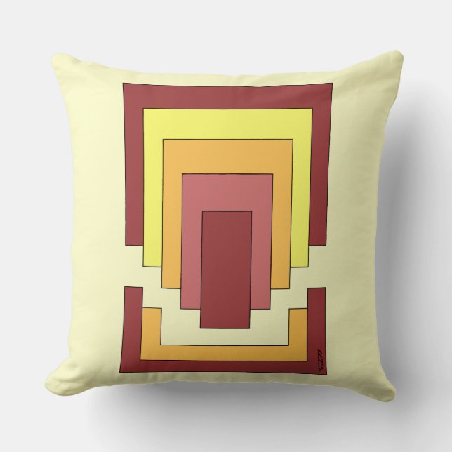 Multifärgad för rektangulär Abstrakt (70:s Stil) Kudde (Framsida)