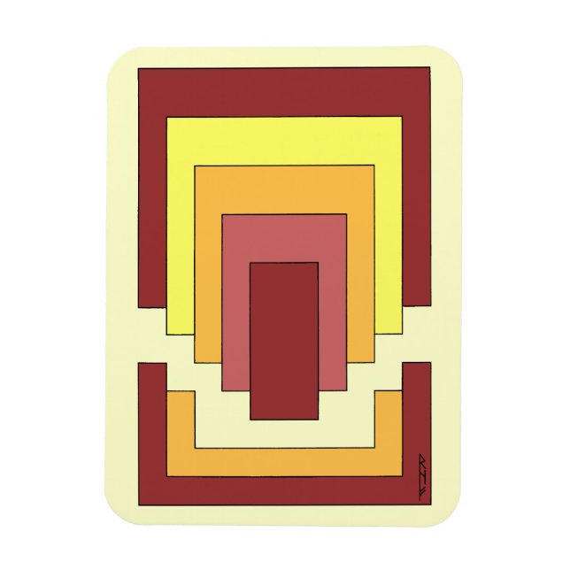 Multifärgad för rektangulär Abstrakt (70:s Stil) Magnet (Vertikal)