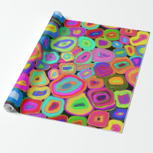 Multifärgad Funky Circles Oil Painting Stil Presentpapper