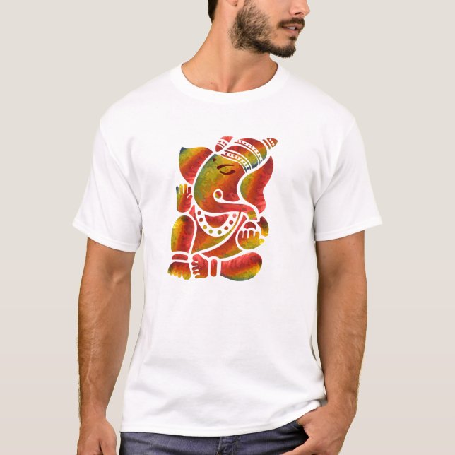 Multifärgad Ganesha-målning Tee (Framsida)