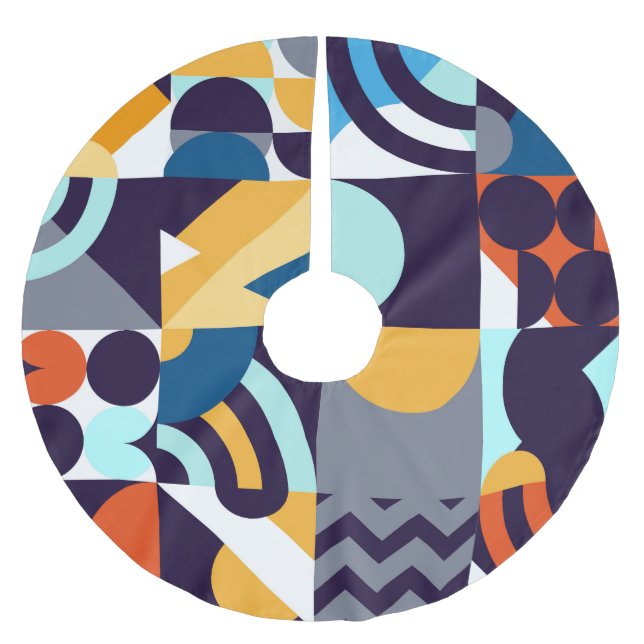 Multifärgad geometri: Primitiv formfusion Fusion Julgransmatta Borstad Polyester (Framsidan)