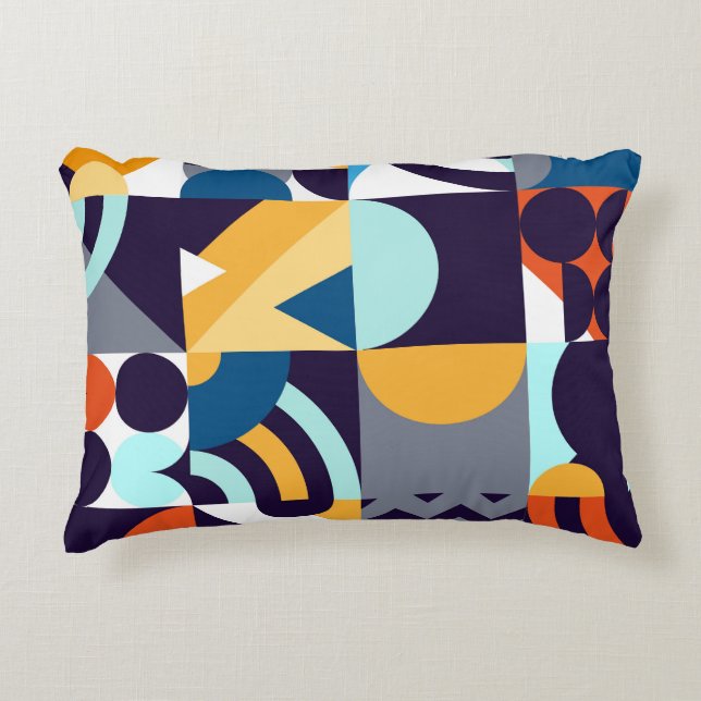 Multifärgad geometri: Primitiv formfusion Fusion Prydnadskudde (Framsidan)