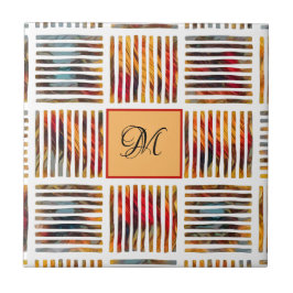 Multifärgad Geometric Abstrakt Rand Monogram Kakelplatta