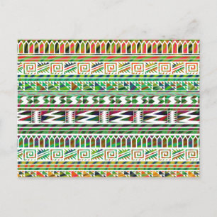 Multifärgad geometrisk aztec-stamskrift Mönster Vykort