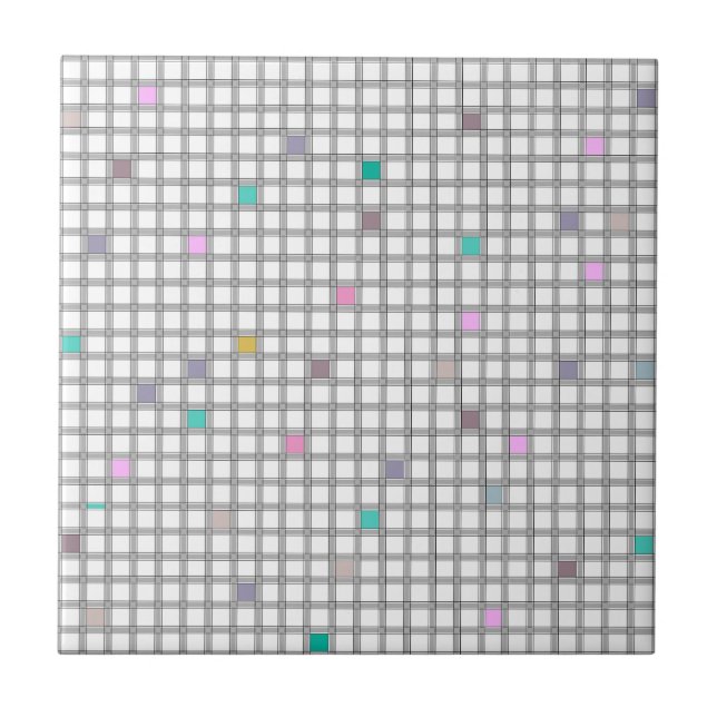 Multifärgad geometrisk kontrollerad Mönster Kakelplatta (Framsidan)