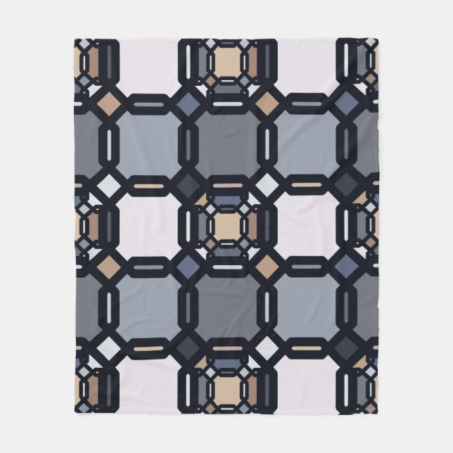Multifärgad geometrisk ornament i muterade skuggor fleecefilt (Framsidan)