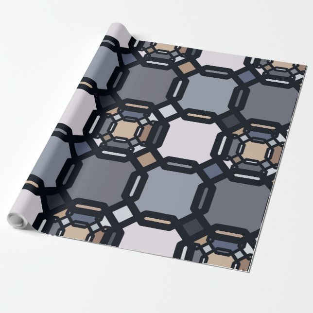 Multifärgad geometrisk ornament i muterade skuggor presentpapper (Utrullad)