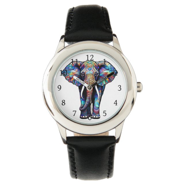 Multifärgad Glas Elephant 3 Armbandsur (Framsida)