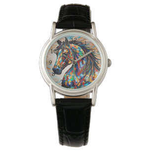 Multifärgad Glass Mosaic Horse 15 Armbandsur