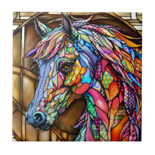 Multifärgad Glass Mosaic Stil Horse 14 Kakelplatta