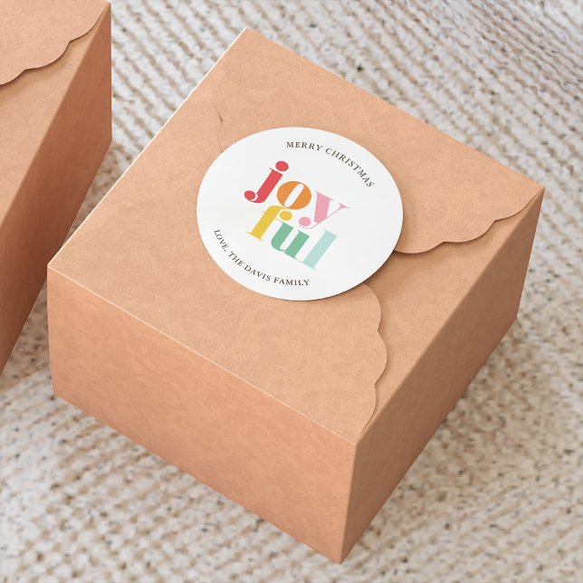 Multifärgad "Glatt jul" Runt Klistermärke (Skapare uppladdad)