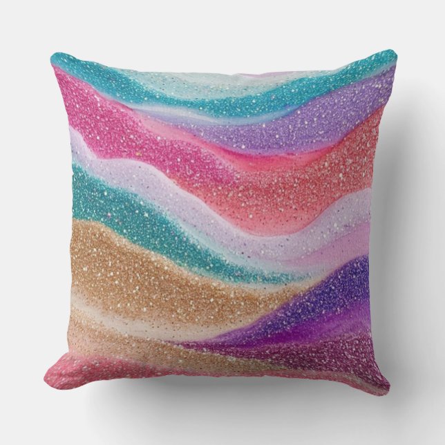 Multifärgad Glitter Sparkling Sequin Cushion Kudde (Framsida)