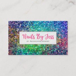 Multifärgad Glitter Struktur Skriv ut Nagel Visitkort