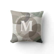 Multifärgad Grått Abstrakt Circles Family Monogram