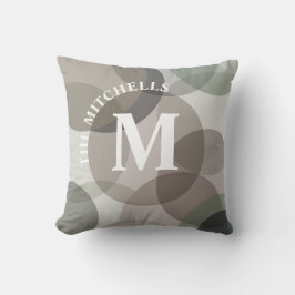 Multifärgad Grått Abstrakt Circles Family Monogram Kudde