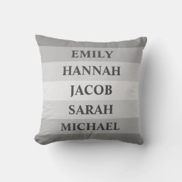 Multifärgad Grått Rand 5 Familjevän Namn Kudde