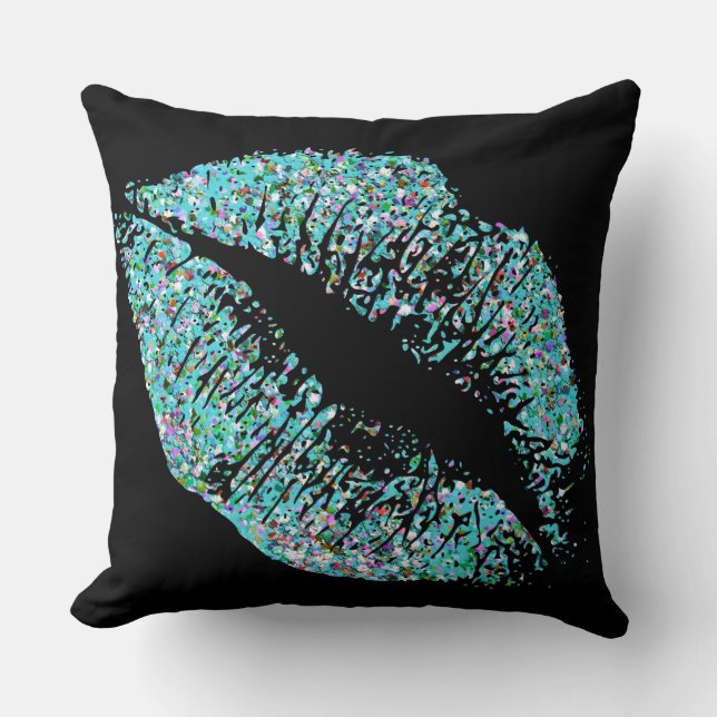 Multifärgad Grit Glitter Läppar #19 Kudde (Framsida)