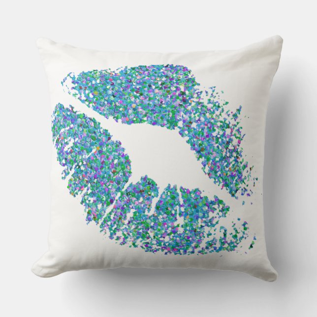 Multifärgad Grit Glitter Läppar #4 Kudde (Framsida)