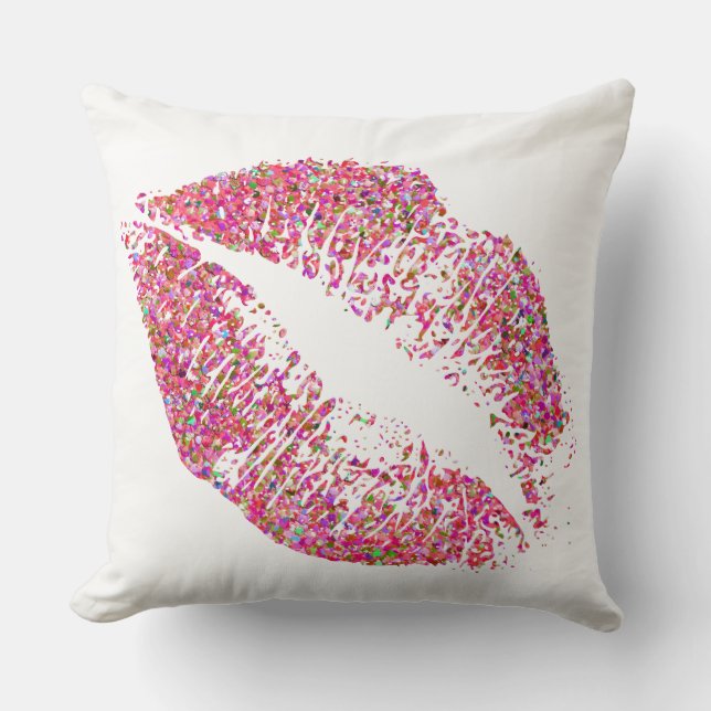 Multifärgad Grit Glitter Läppar #7 Kudde (Framsida)