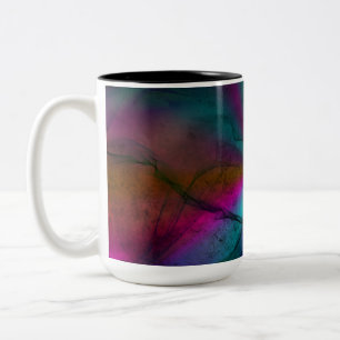 Multifärgad grungy Rainbow Starburst Abstrakt Art Två-Tonad Mugg