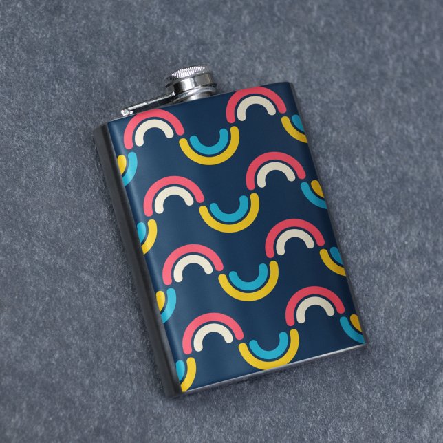 Multifärgad, halvcirkel Mönster Fickplunta (flask)