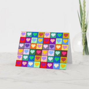 Multifärgad Heart-fyrkanter Kort