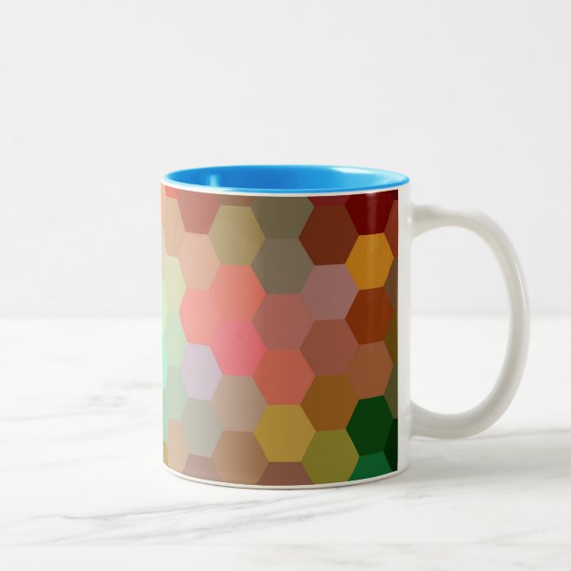Multifärgad Hexagon Chevron Mönster 2 Två-Tonad Mugg (Höger)