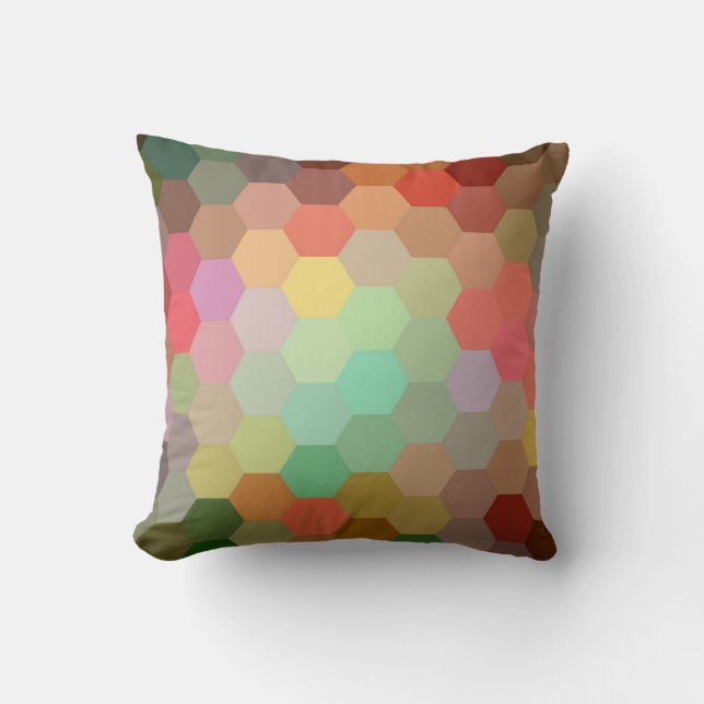 Multifärgad Hexagon Chevron Mönster Kudde (Framsida)