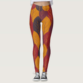 Multifärgad Höst löv Leggings