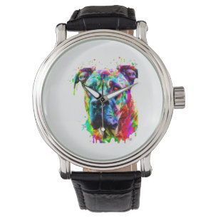 Multifärgad Hund - version 1 Armbandsur