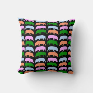 Multifärgad Hundar Rosa Blue Grönt Orange Pillow Kudde