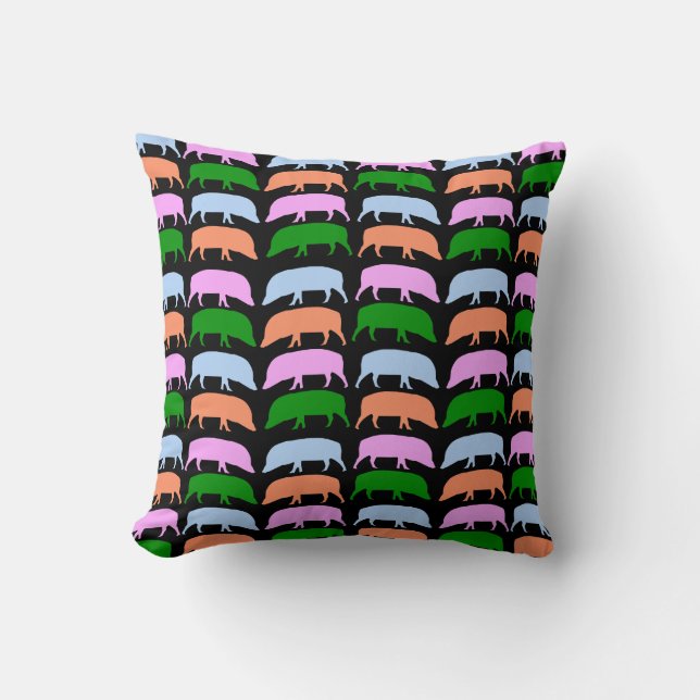 Multifärgad Hundar Rosa Blue Grönt Orange Pillow Kudde (Framsida)