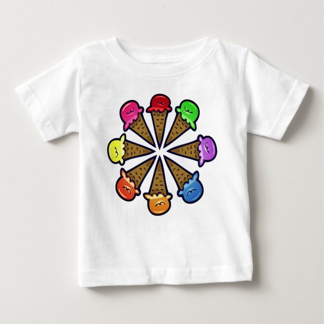 Multifärgad Ice Cream Cones No. 2 Tee (Framsida)