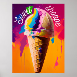 Multifärgad Ice Cream Poster
